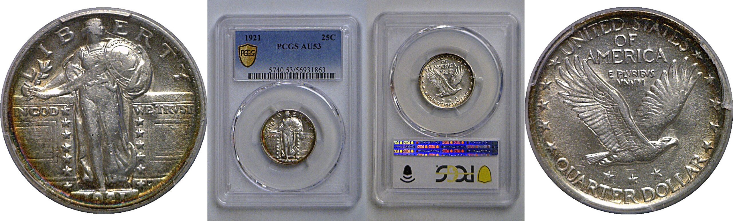 1921 Standing Liberty Quarter   PCGS AU-53