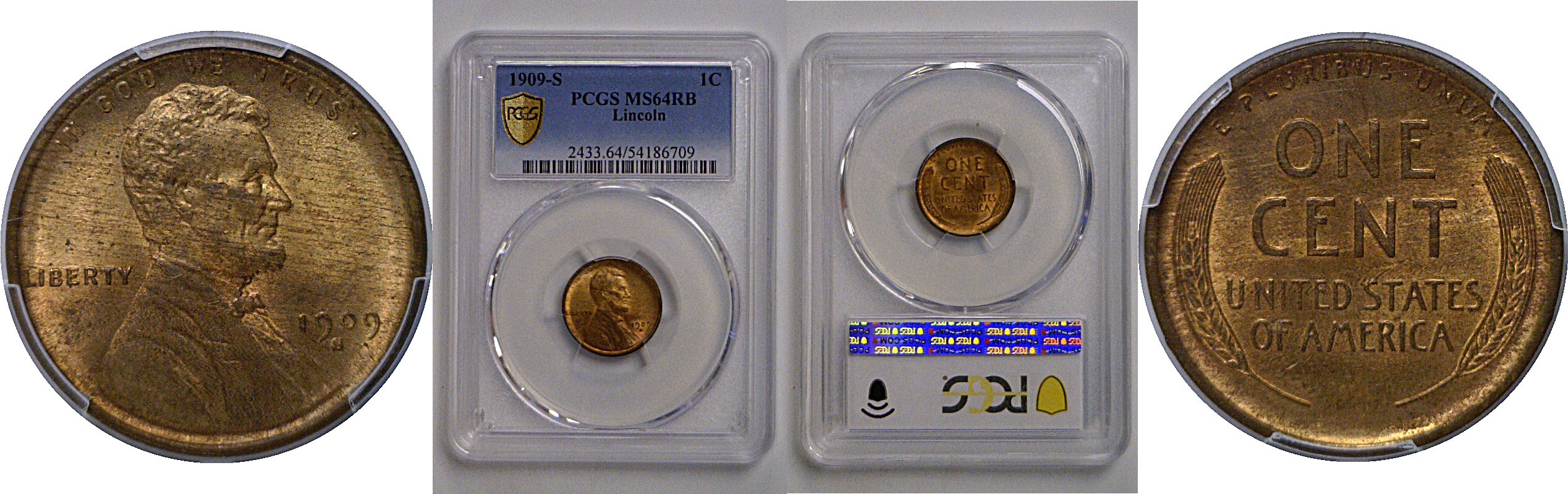 1909-S Lincoln Cent   PCGS MS-64 RB
