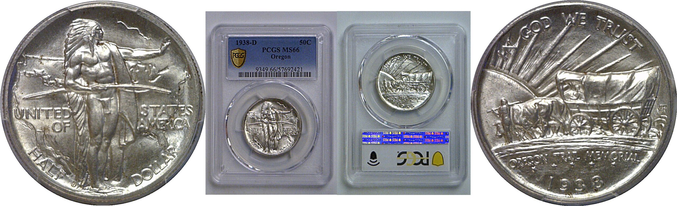 1938-D Oregon Trail Commemorative Half Dollar   PCGS MS-66