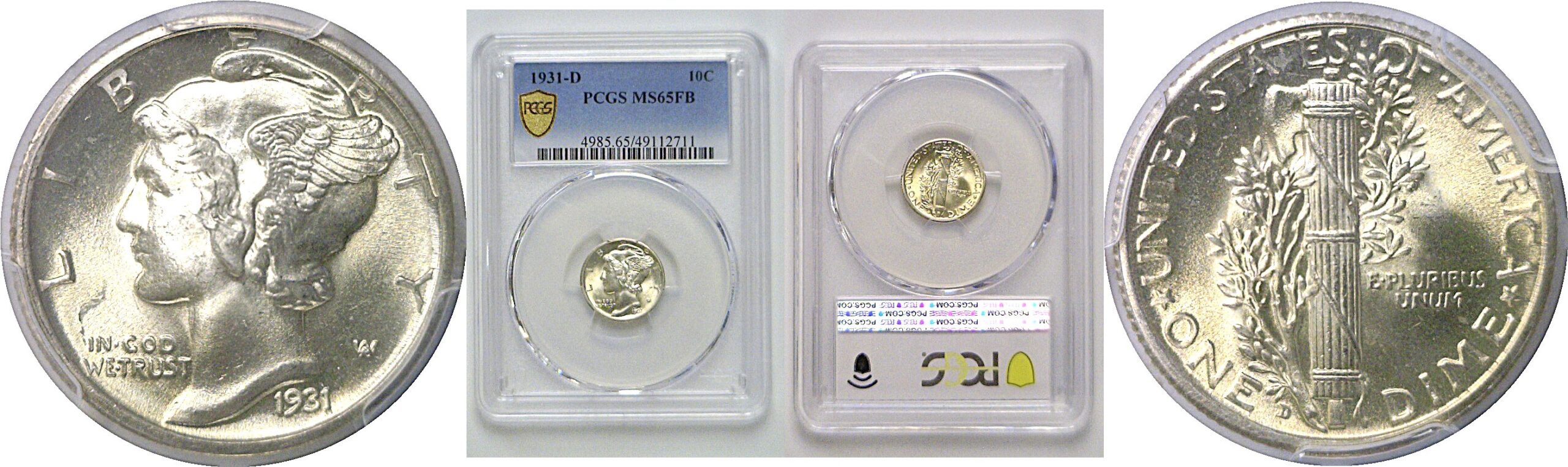 1931-D Mercury Dime   PCGS MS-65 FB