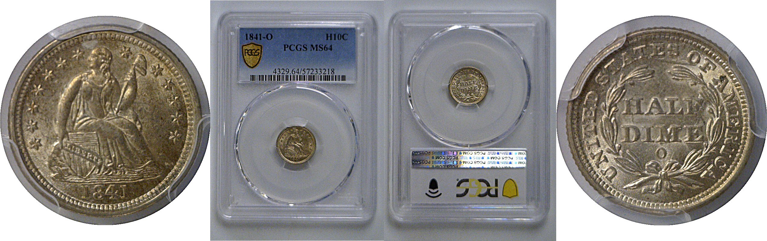 1841-O Seated Liberty Half Dime   PCGS MS-64