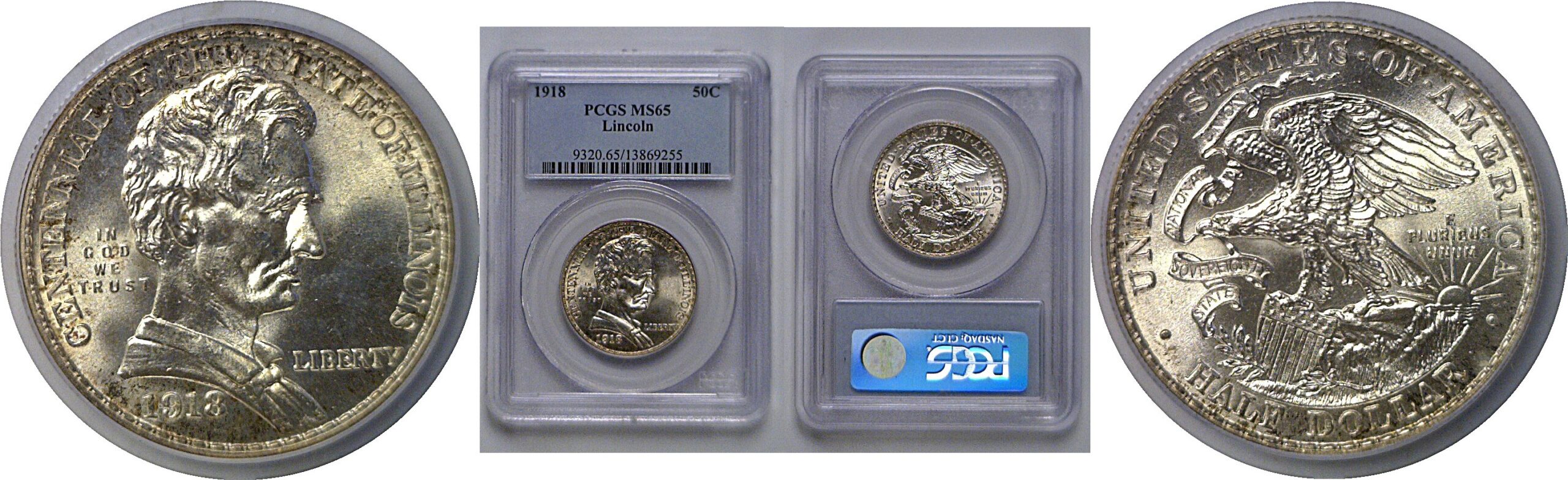 1918 Lincoln Commemorative Half Dollar   PCGS MS-65