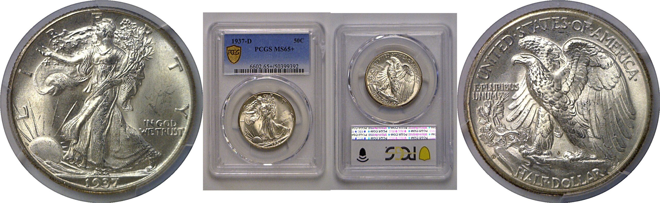 1937-D Walking Liberty Half Dollar   PCGS MS-65+