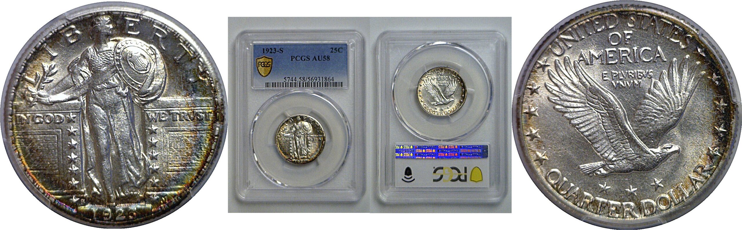 1923-S Standing Liberty Quarter   PCGS AU-58