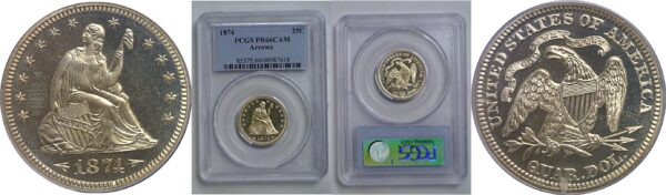 1874 Seated Liberty Quarter   PCGS PR-66 CAM