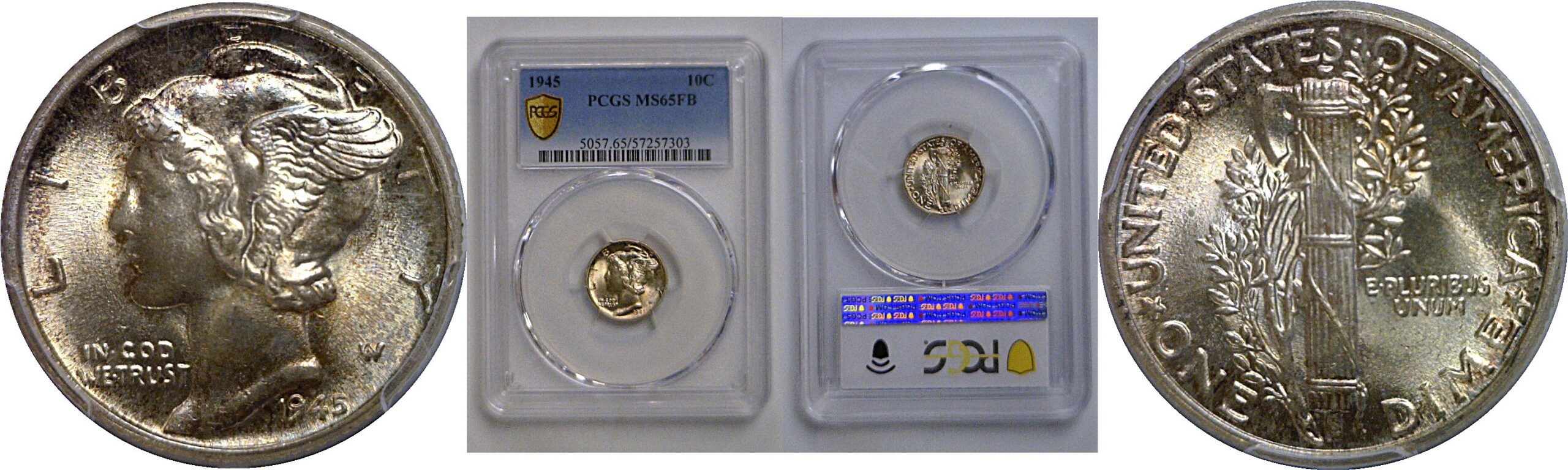 1945 Mercury Dime   PCGS MS-65 FB