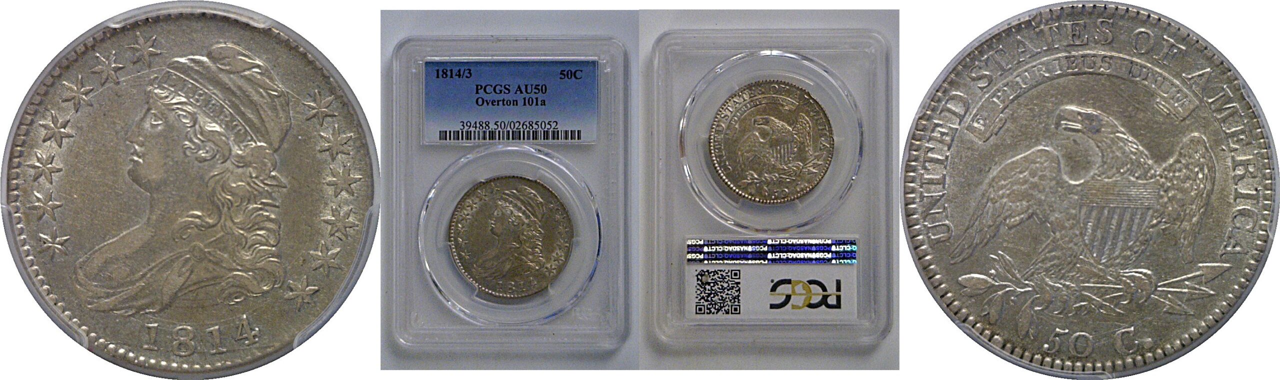 1814/3 Bust Half Dollar   PCGS AU-50