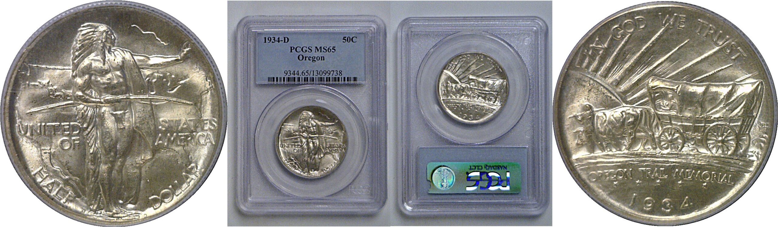 1934-D Oregon Trail Commemorative Half Dollar    PCGS MS-65