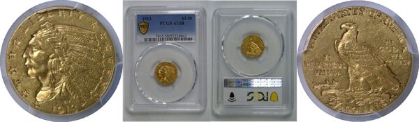 1913 $2 1/2 Indian   PCGS AU-58