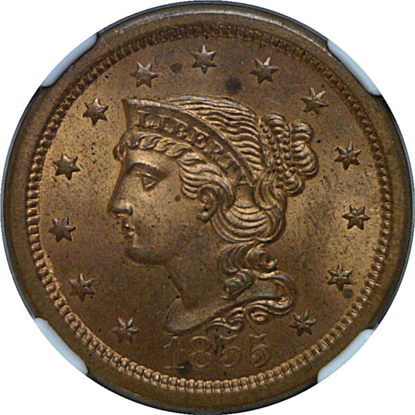 1855 Large Cent   NGC MS-64 RD - Image 2