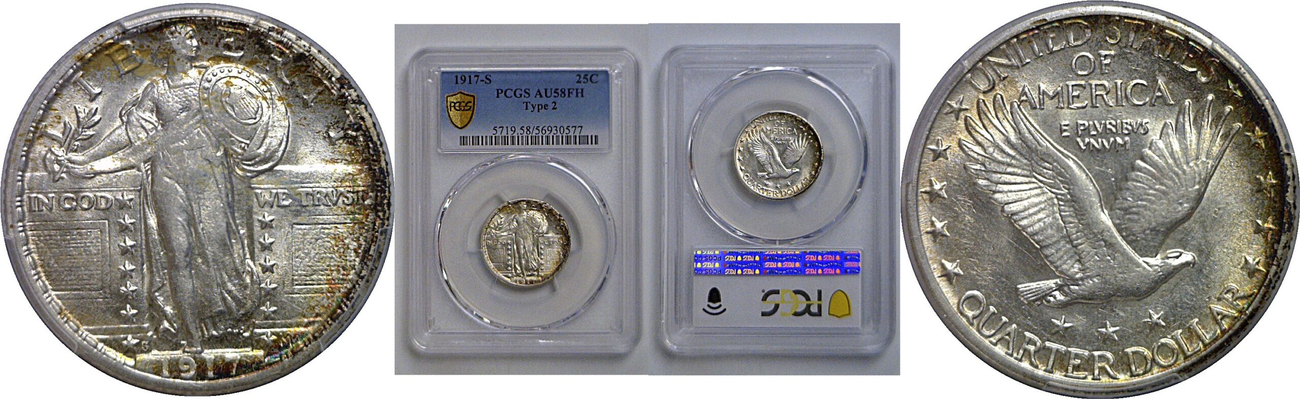 1917-S T-2  Standing Liberty Quarter    PCGS AU-58 FH