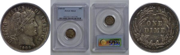 1909-O Barber Dime   PCGS MS-63