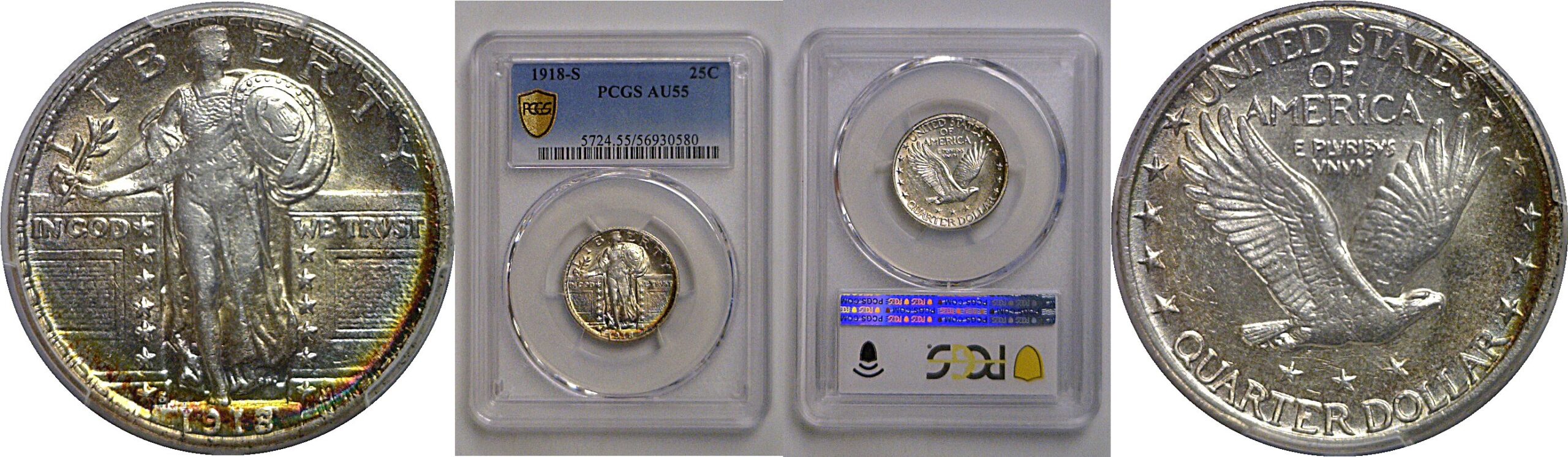 1918-S Standing Liberty Quarter   PCGS AU-55