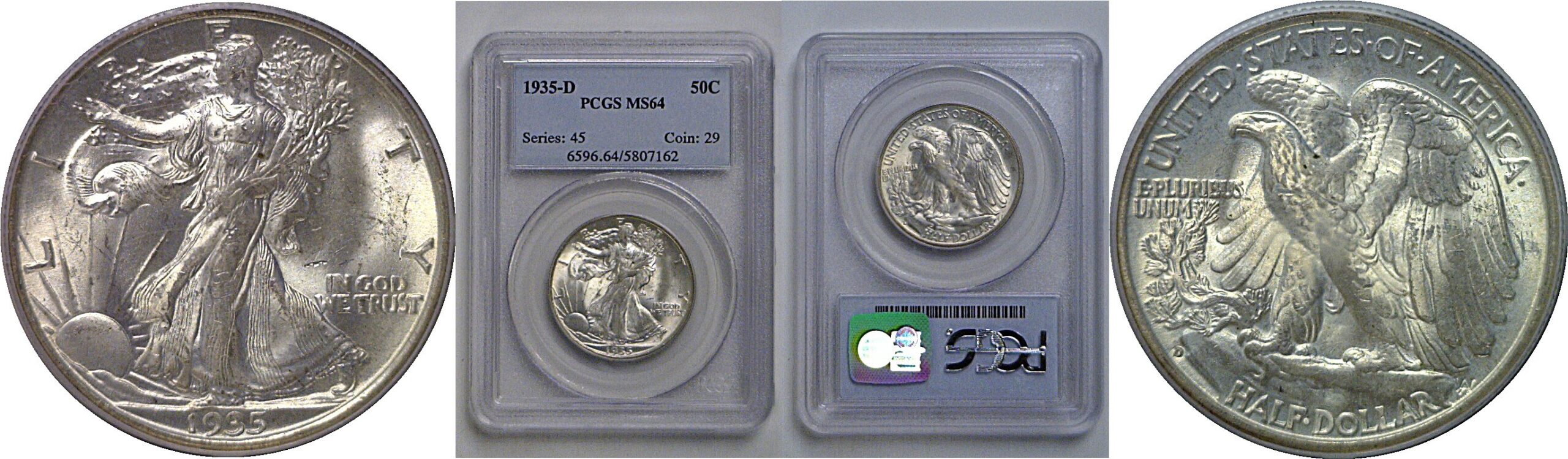 1935-D Walking Liberty Half Dollar    PCGS MS-64