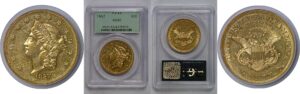 1857 $20 St. Gaudens    PCGS AU-50