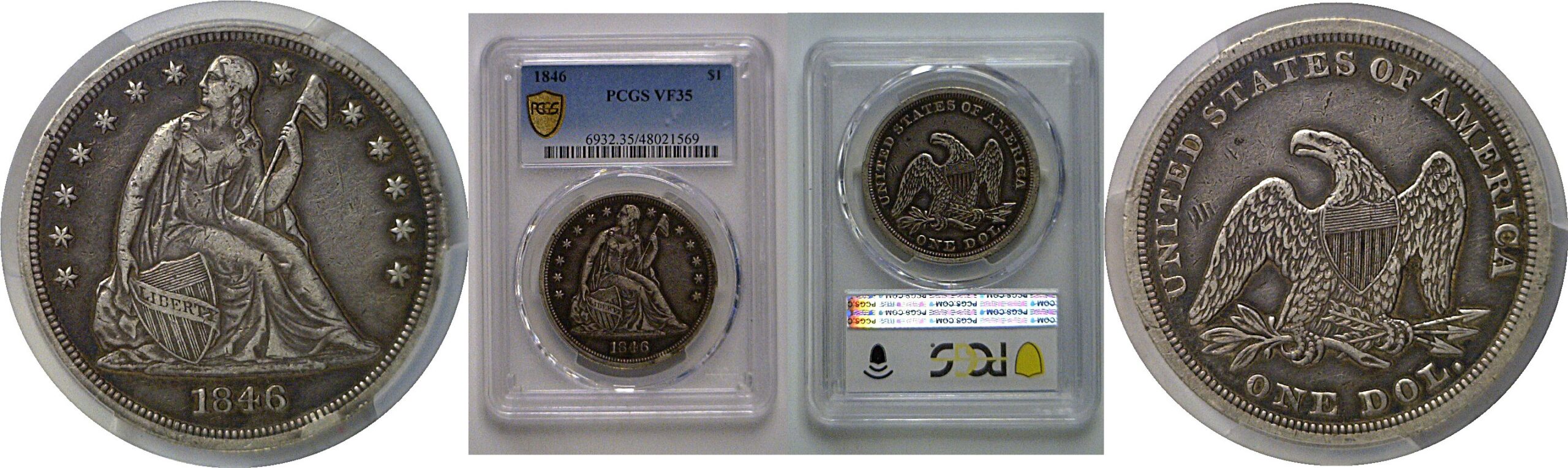 1846 Seated Liberty Dollar   PCGS VF-35