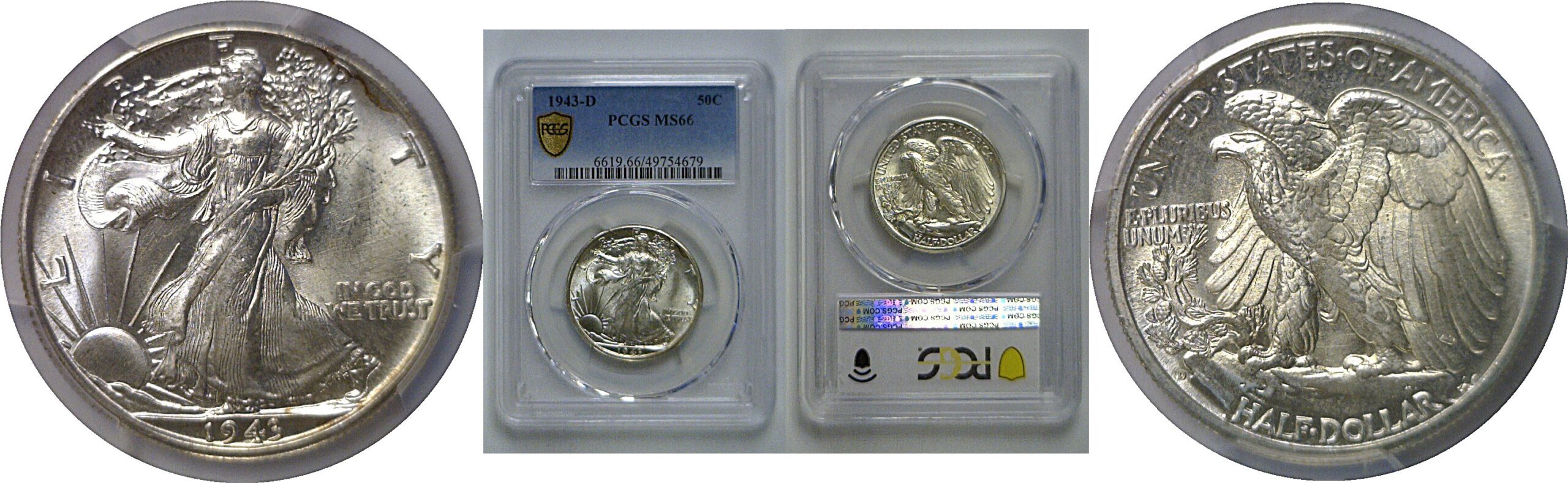1943-D Walking Liberty Half Dollar    PCGS MS-66