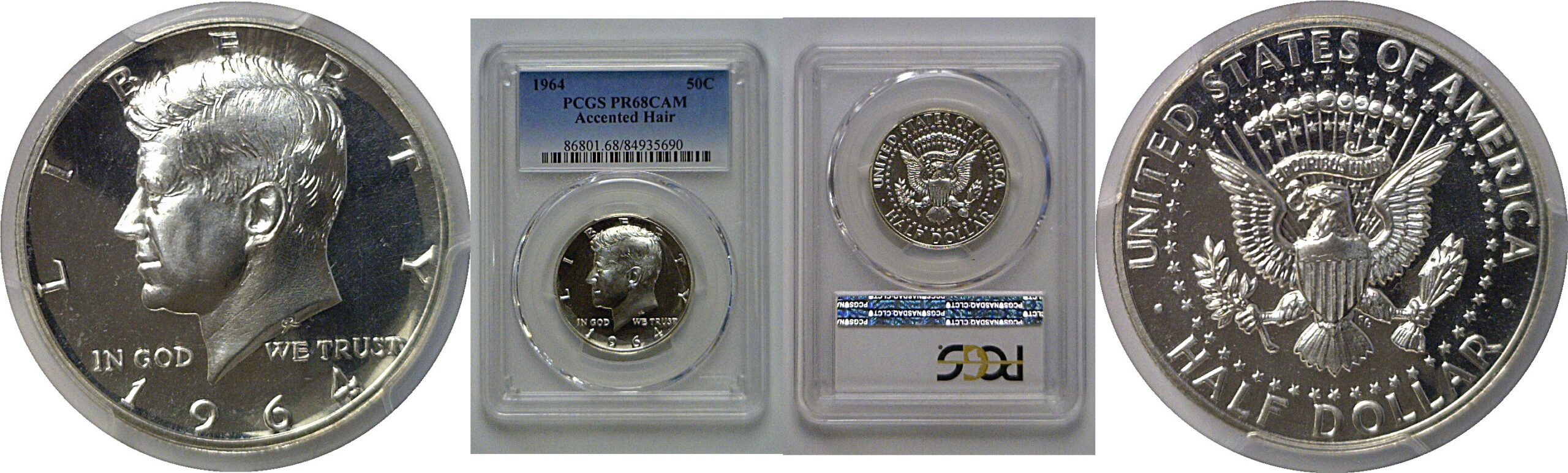 1964 Kennedy Half Dollar   Accented Hair   PCGS PR-68 CAM