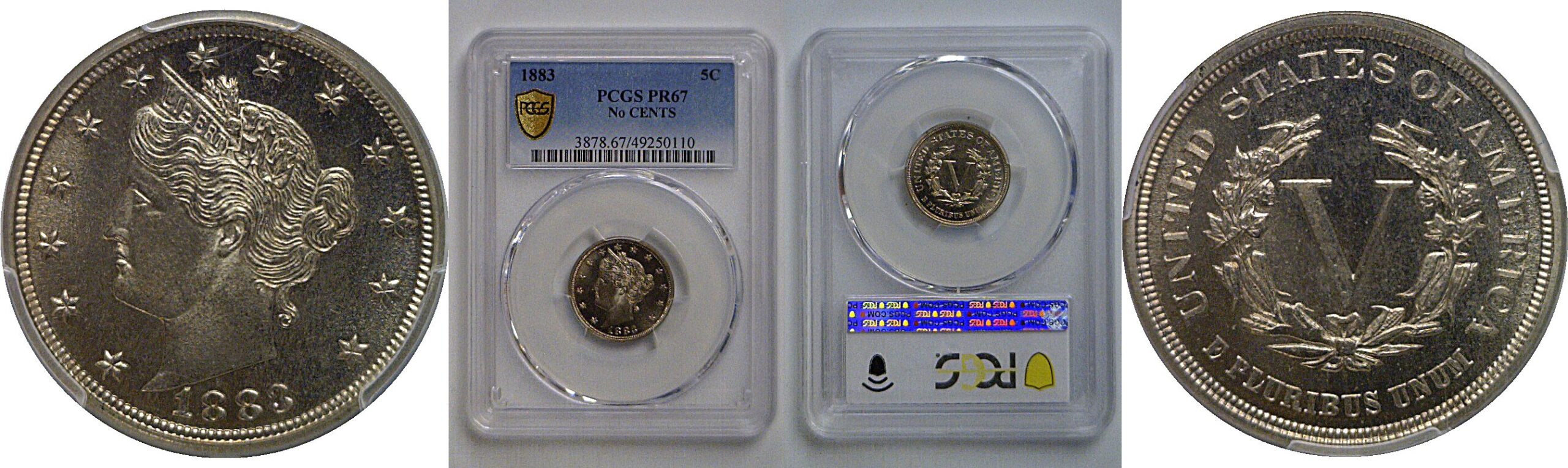 1883 No CENTS  Liberty Nickel    PCGS PR-67