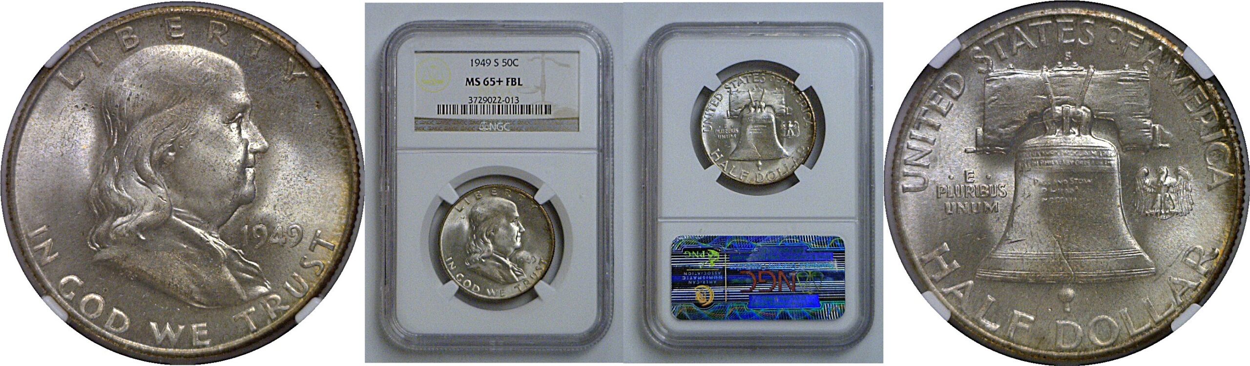 1949-S Franklin Half Dollar   NGC MS-65+ FBL