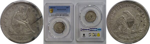 1843-O Seated Liberty Quarter   PCGS VF-35