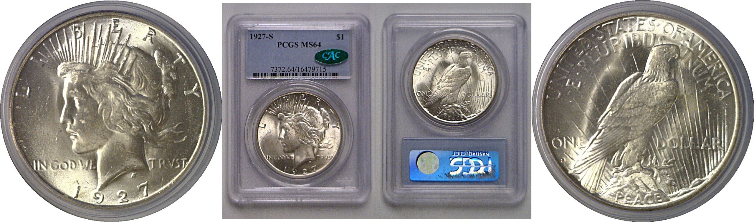 1927-S Peace Dollar   PCGS MS-64  CAC