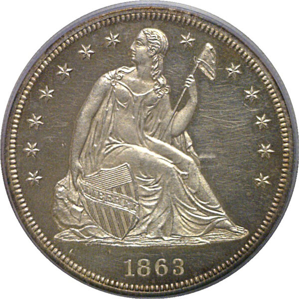 1863 Seated Liberty Dollar   PCGS PR-62  CAC - Image 2
