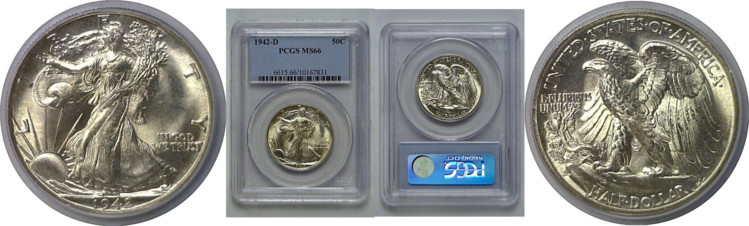 1942-D Walking Liberty Half Dollar   PCGS MS-66