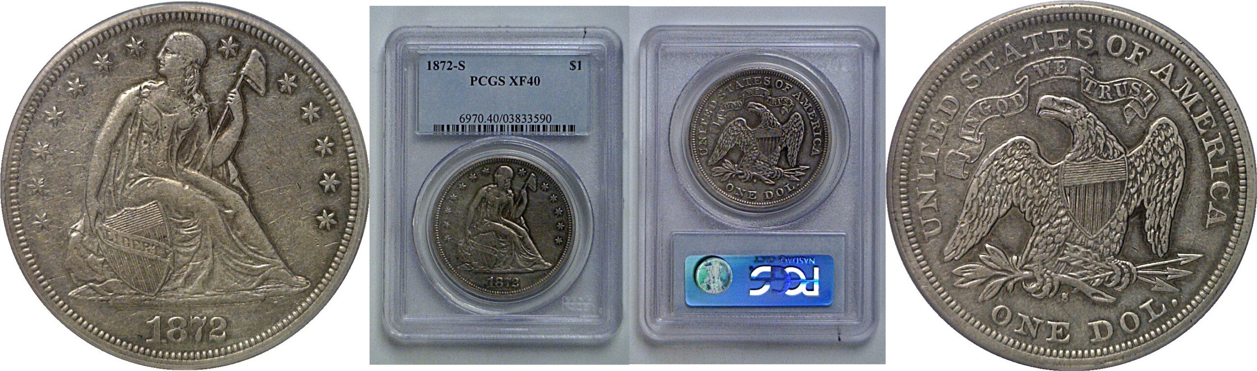 1872-S Seated Liberty Dollar   PCGS XF-40