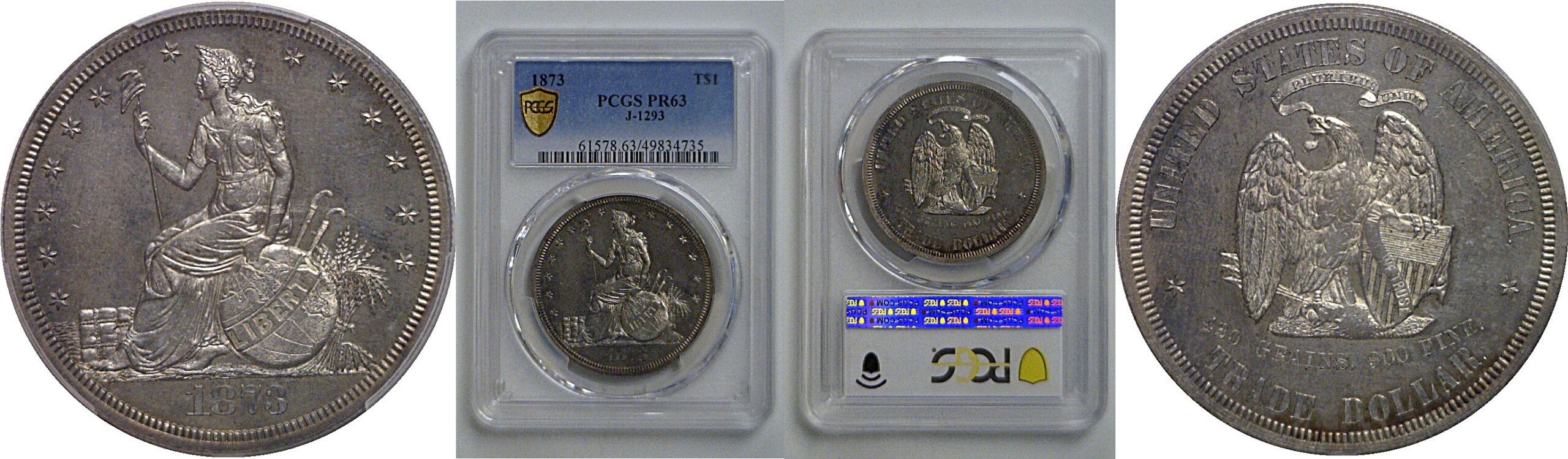 1873 Pattern Trade Dollar  Judd-1293  PCGS PR-63