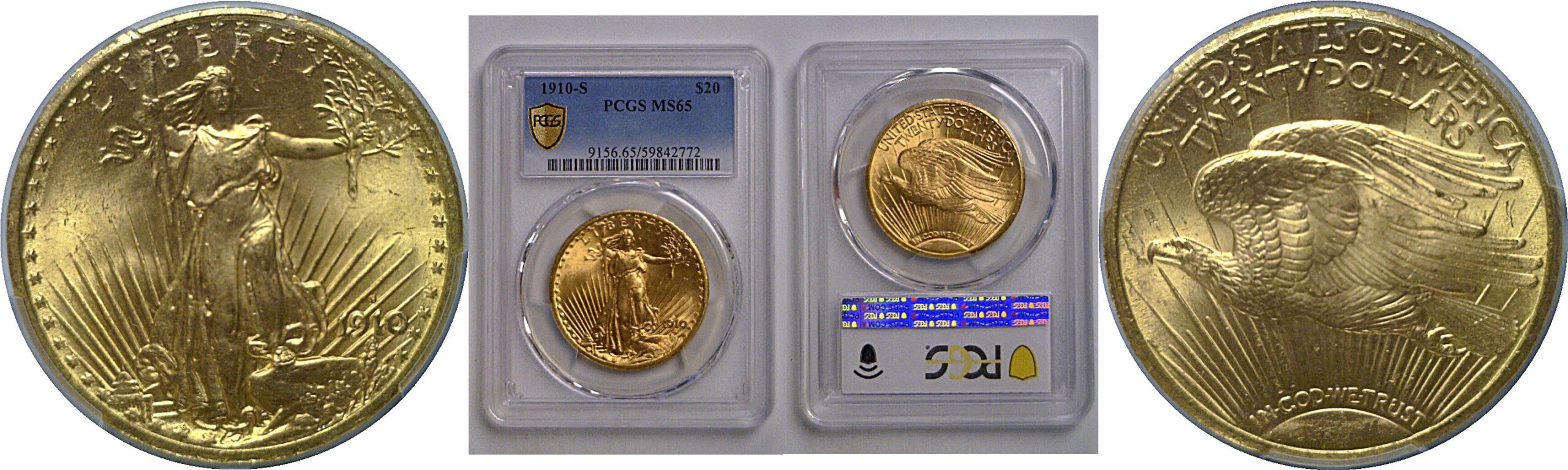 1910-S $20 St. Gaudens   PCGS MS-65