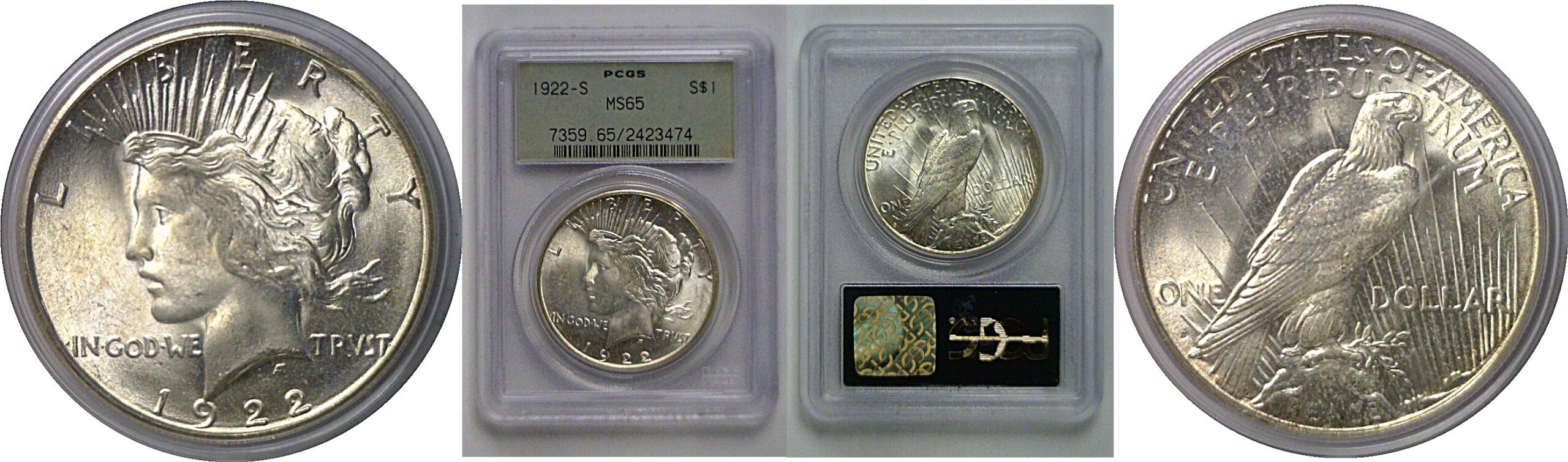 1922-S Peace Dollar   PCGS MS-65