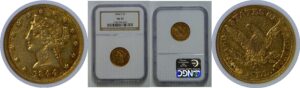 1844-C $5 Liberty    NGC AU-53