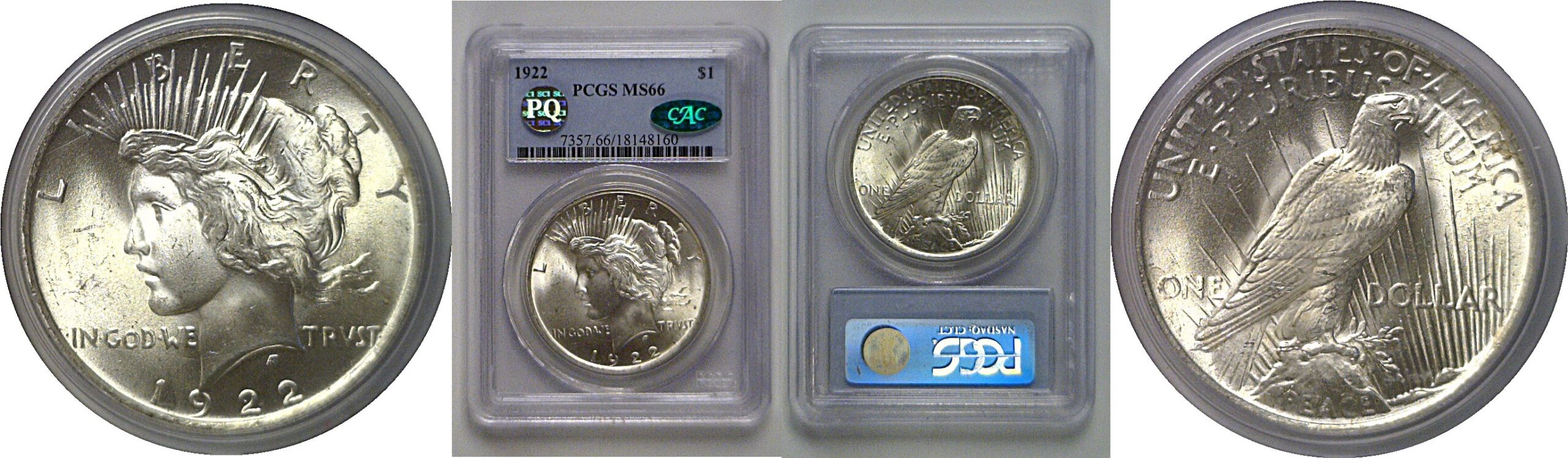 1922 Peace Dollar   PCGS MS-66  CAC