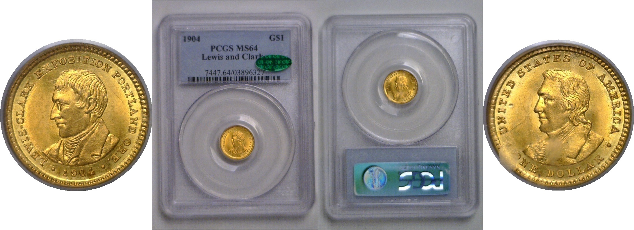1904 $1 Lewis & Clark Gold Commemorative    PCGS MS-64  CAC