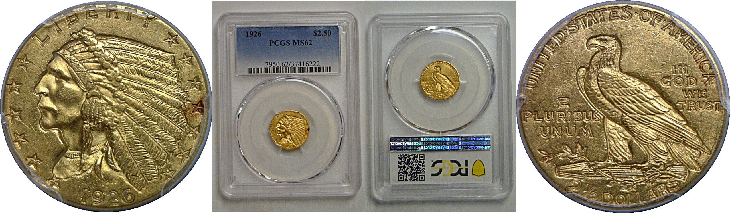 1926 $2 1/2 Indian   PCGS MS-62