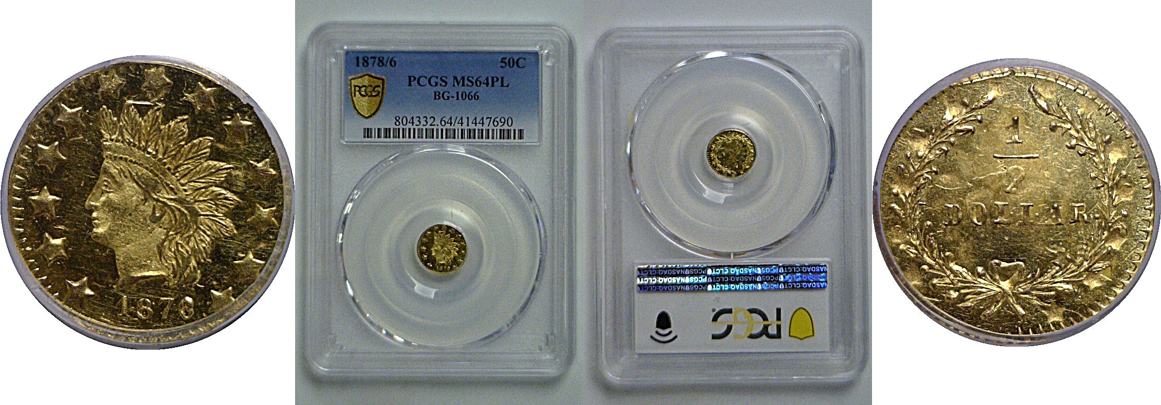 1878/6 50c  California Fractional Gold  BG-1066   PCGS MS-64 PL