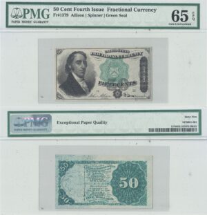 50 Cent Fourth Issue Fractional Currency Fr-1379 PMG Gem Cu-65 EPQ