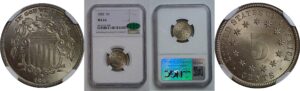 1882 Shield Nickel    NGC MS-66  CAC
