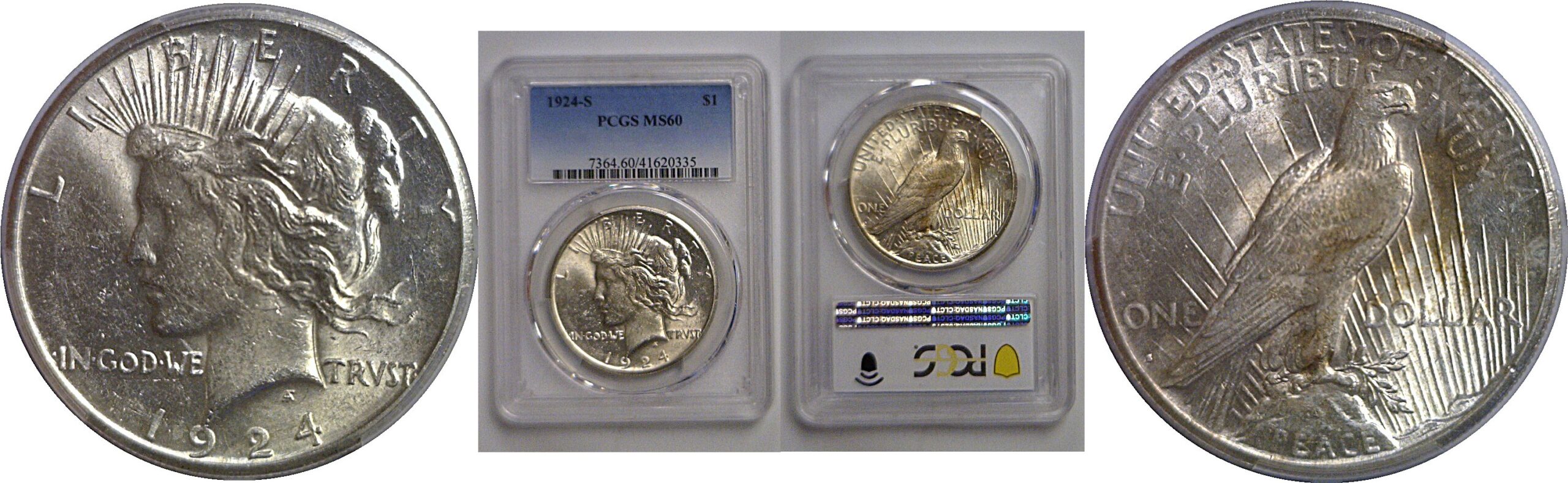 1924-S Peace Dollar   PCGS MS-60
