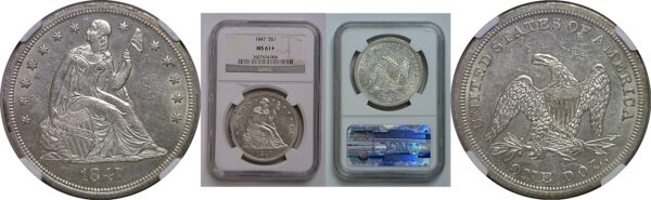 1847 Seated Liberty Dollar    NGC MS-61+