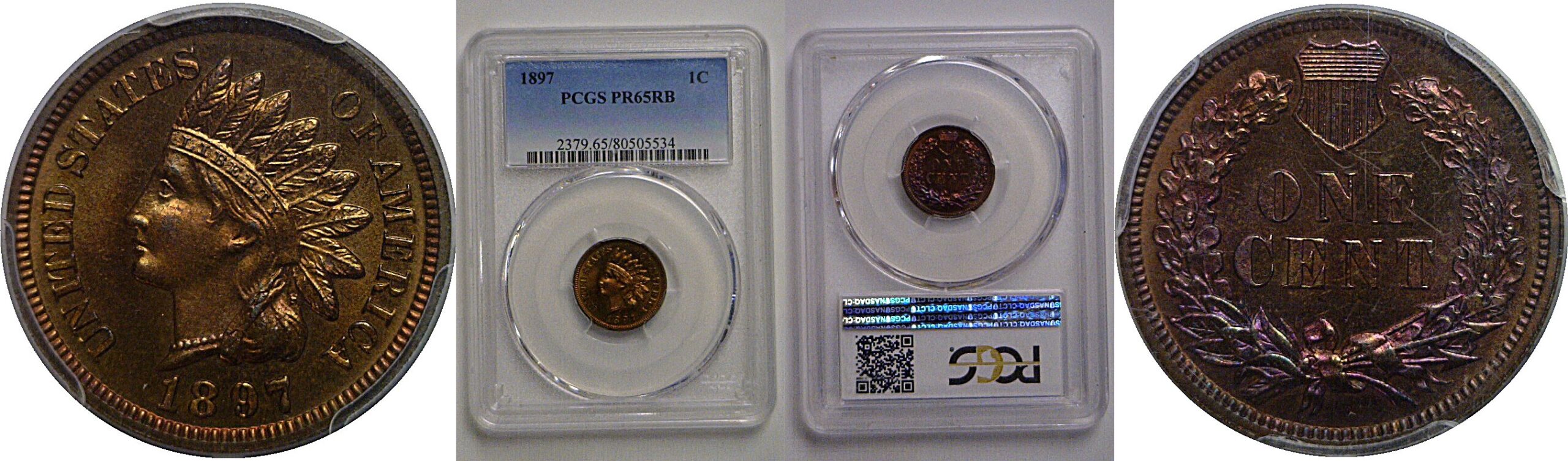 1897  Indian Head Cent    PCGS PR-65 RB