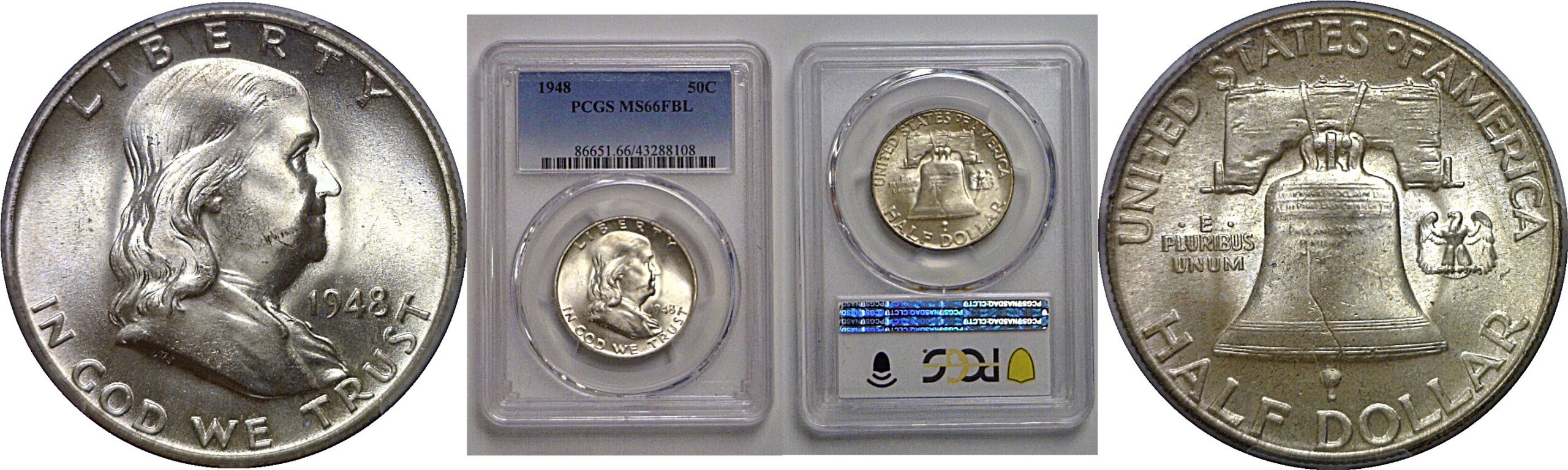 1948 Franklin Half Dollar   PCGS MS-66 FBL