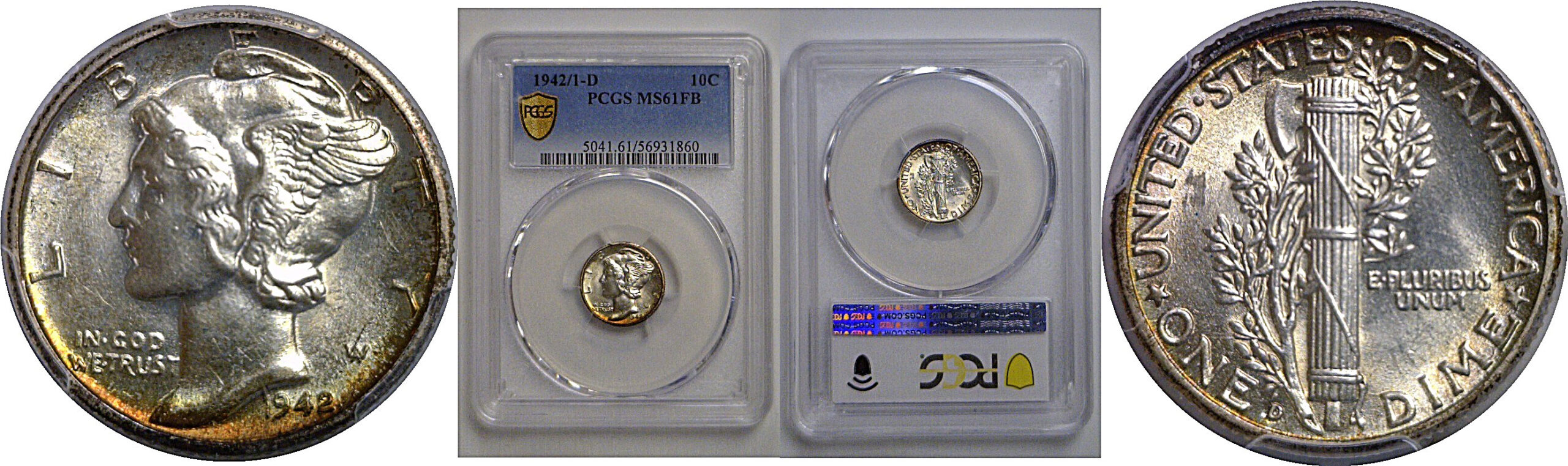 1942/1-D Mercury Dime   PCGS MS-61 FB