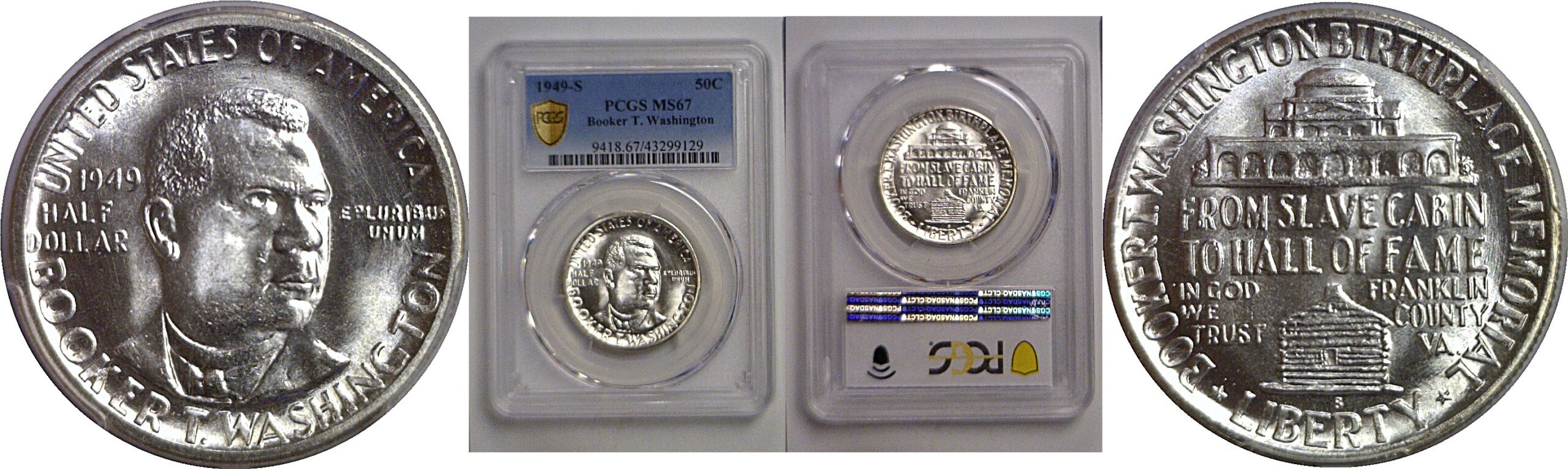 1949-S Booker T. Washington Commemorative Half Dollar    PCGS MS-67