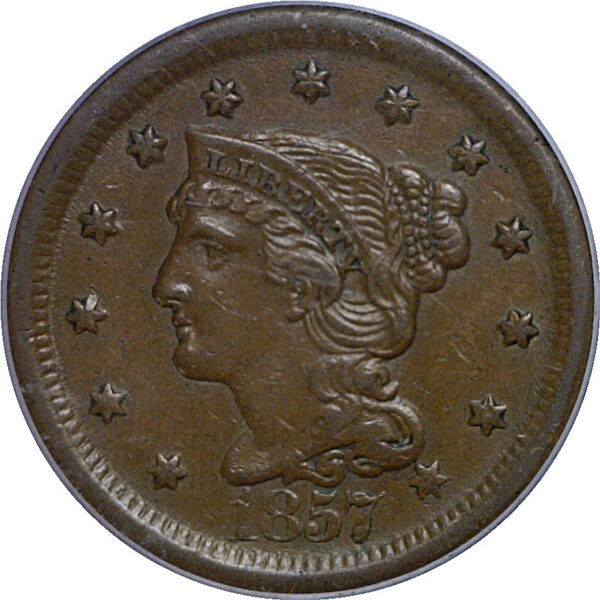 1857 Large Cent   PCGS AU-55 - Image 2