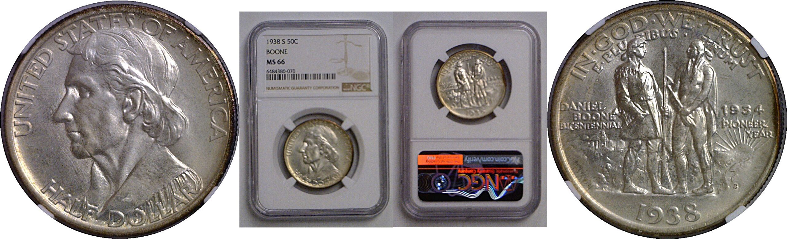 1938-S Boone Commemorative Half Dollar    NGC MS-66