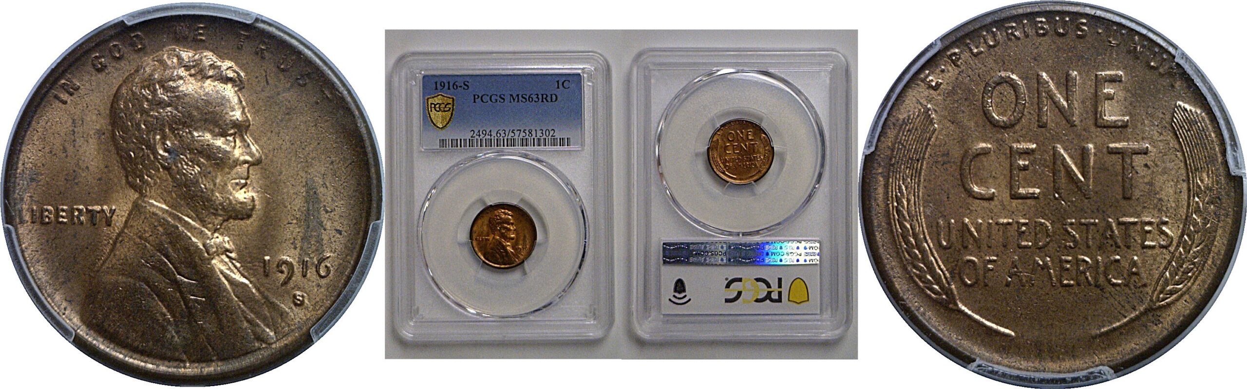1916-S Lincoln Cent   PCGS MS-63 RD