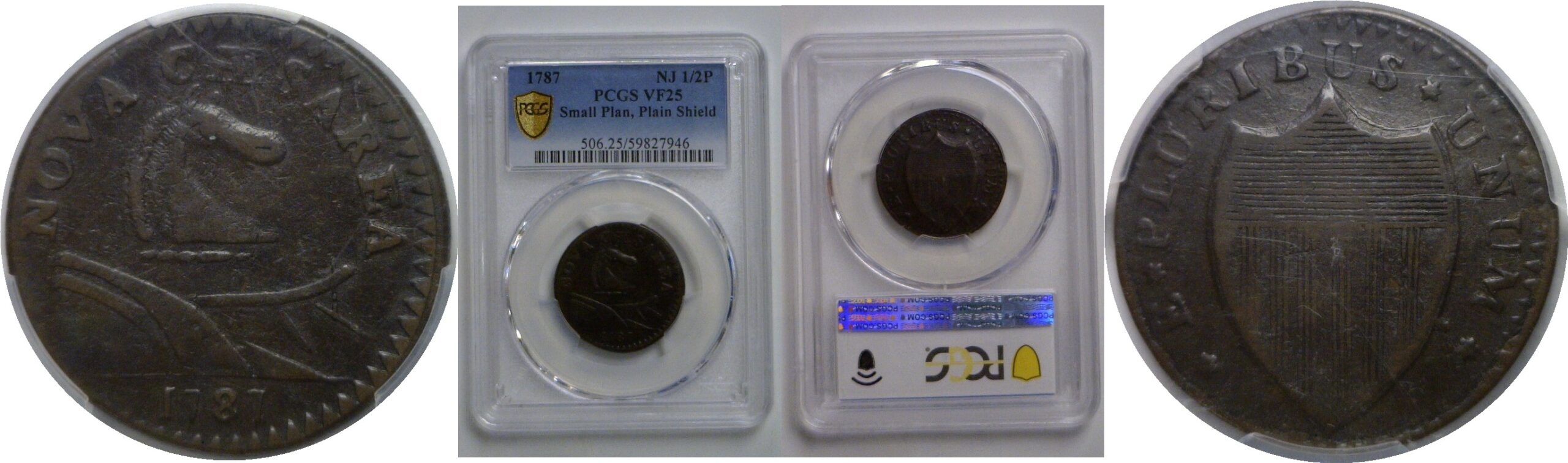 1787 New Jersey Halfpenny   PCGS VF-25