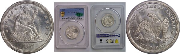 1857 Seated Liberty Quarter    PCGS MS-65  CAC